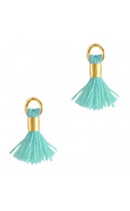 Mini Quaste Ibiza Style 0.7cm Gold-cool aqua blue